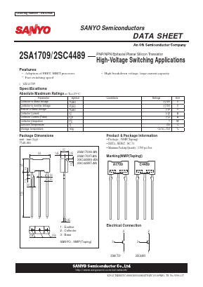 2SA1709 Datasheet PDF SANYO -> Panasonic