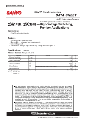 2SA1418 Datasheet PDF SANYO -> Panasonic