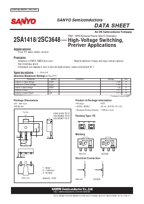 2SA1418S-TD-E Datasheet PDF SANYO -> Panasonic