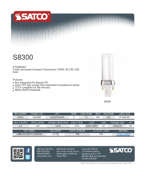 S8300 Datasheet PDF Satco Products, Inc.