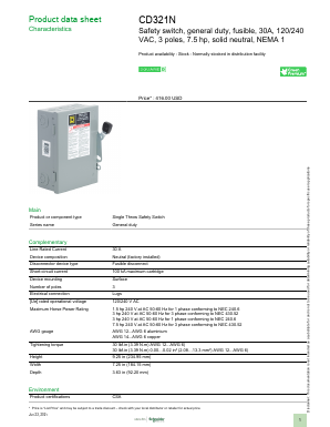 CD321N Datasheet PDF Schneider Electric