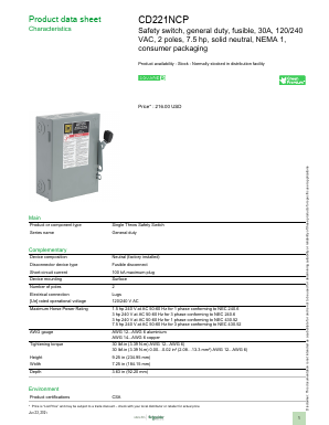 CD221NCP Datasheet PDF Schneider Electric