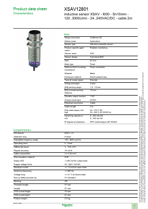 XSAV12801 Datasheet PDF Schneider Electric