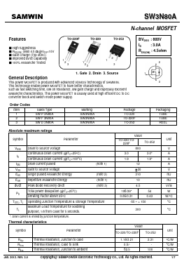 SWF3N80A Datasheet PDF Xian Semipower Electronic Technology Co., Ltd.