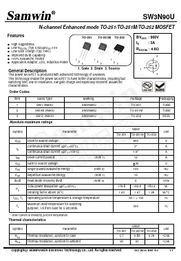 SWD3N90U Datasheet PDF Xian Semipower Electronic Technology Co., Ltd.