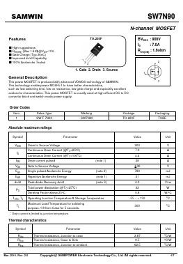 SWF7N90 Datasheet PDF Xian Semipower Electronic Technology Co., Ltd.