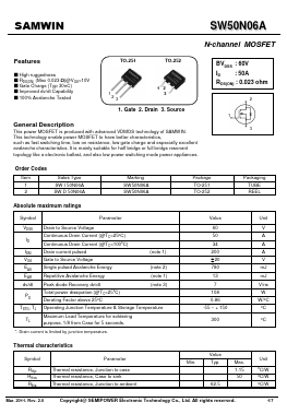 SWI50N06A Datasheet PDF Xian Semipower Electronic Technology Co., Ltd.