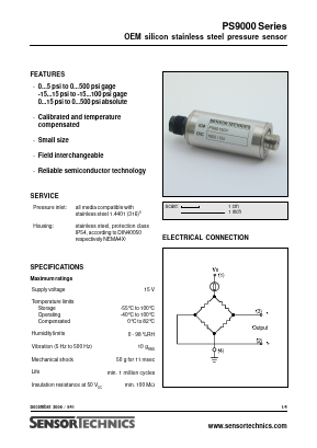 PS9500VW Datasheet PDF Sensortechnics GmbH