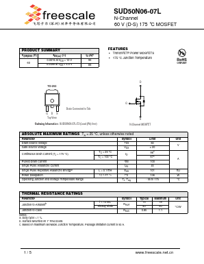 SUD50N06-07L-E3 Datasheet PDF SHENZHENFREESCALE