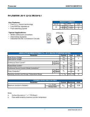 MCN7410 Datasheet PDF SHENZHENFREESCALE