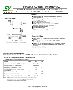 P6SMB7.5A Datasheet PDF Shunye Enterprise