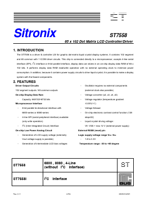 ST7558 Datasheet PDF Sitronix Technology Co., Ltd.