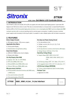 ST7636 Datasheet PDF Sitronix Technology Co., Ltd.
