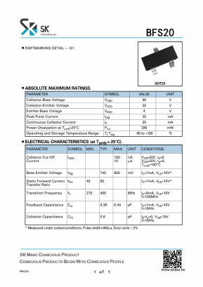 BFS20 Datasheet PDF SHIKE Electronics