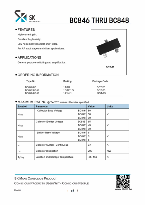 BC847A Datasheet PDF SHIKE Electronics