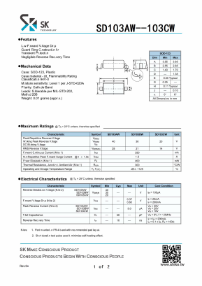 SD103CW Datasheet PDF SHIKE Electronics