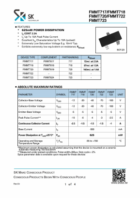 FMMT722 Datasheet PDF SHIKE Electronics
