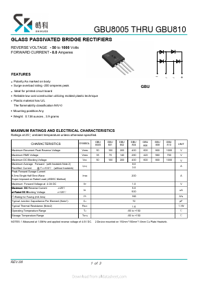 GBU808 Datasheet PDF SHIKE Electronics