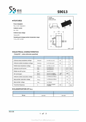 S9013 Datasheet PDF SHIKE Electronics
