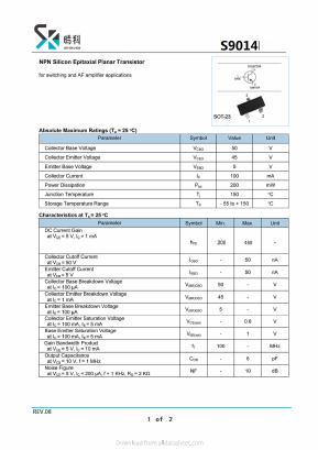 S9014 Datasheet PDF SHIKE Electronics