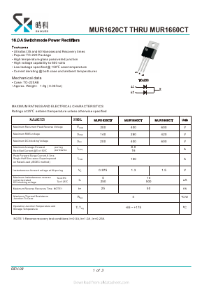 MUR1660CT Datasheet PDF SHIKE Electronics