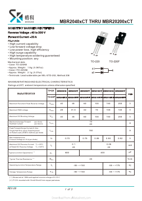 MBR2045CT Datasheet PDF SHIKE Electronics