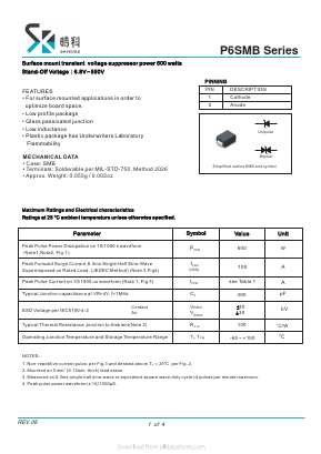 P6SMB20A Datasheet PDF SHIKE Electronics