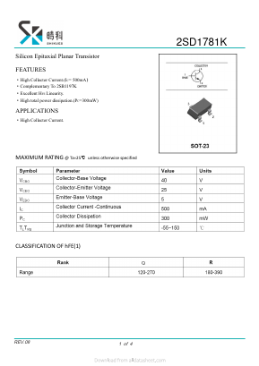 2SD1781K Datasheet PDF SHIKE Electronics