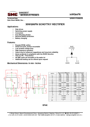 30WQ06FN Datasheet PDF Sangdest Microelectronic (Nanjing) Co., Ltd