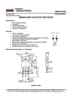 MBR40150WT Datasheet PDF Sangdest Microelectronic (Nanjing) Co., Ltd
