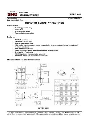 MBRD1045 Datasheet PDF Sangdest Microelectronic (Nanjing) Co., Ltd