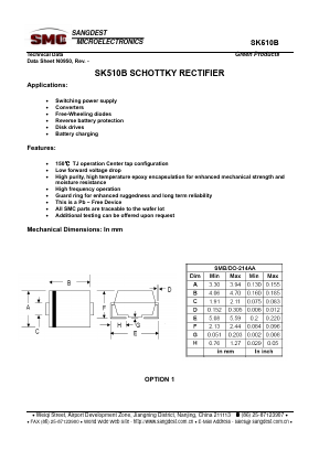 SK510B Datasheet PDF Sangdest Microelectronic (Nanjing) Co., Ltd