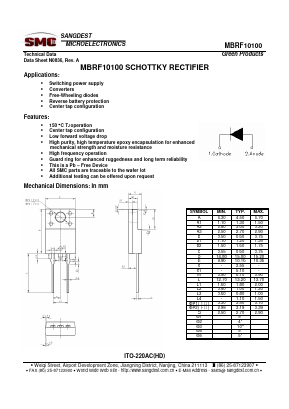 MBRF10100 Datasheet PDF Sangdest Microelectronic (Nanjing) Co., Ltd