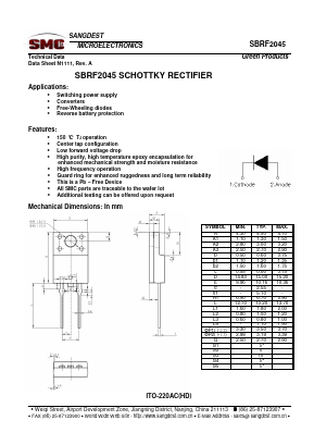 SBRF2045 Datasheet PDF Sangdest Microelectronic (Nanjing) Co., Ltd