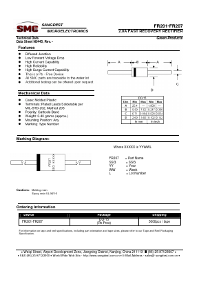 FR201 Datasheet PDF Sangdest Microelectronic (Nanjing) Co., Ltd