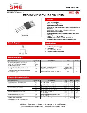 MBR2060CTP Datasheet PDF Sangdest Microelectronic (Nanjing) Co., Ltd