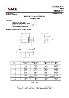 BZT52B2V4S Datasheet PDF Sangdest Microelectronic (Nanjing) Co., Ltd