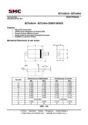 BZT52B2V4 Datasheet PDF Sangdest Microelectronic (Nanjing) Co., Ltd