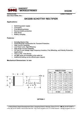 SK520B Datasheet PDF Sangdest Microelectronic (Nanjing) Co., Ltd
