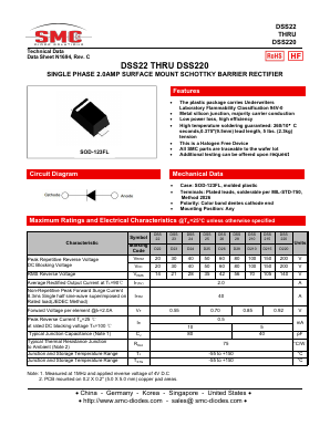 DSS22 Datasheet PDF SMC Diode Solutions Co. LTD