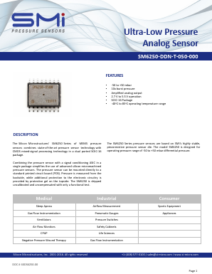 SM6250-DDN-T-050-000 Datasheet PDF Silicon Microstructures, Inc.