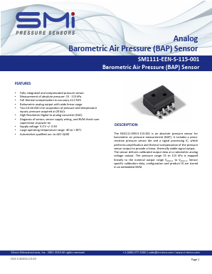 SM1111-EEN-S-115-001 Datasheet PDF Silicon Microstructures, Inc.