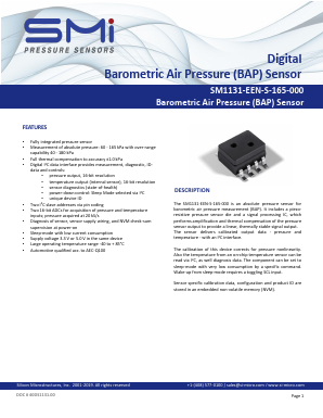 SM1131-EEN-S-165-000 Datasheet PDF Silicon Microstructures, Inc.
