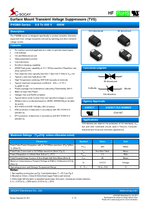 P4SMA500C Datasheet PDF Socay Electornics Co., Ltd.