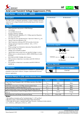 5KP7.5CA Datasheet PDF Socay Electornics Co., Ltd.