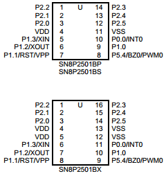 SN8P2501BS Datasheet PDF Sonix Technology Co., Ltd