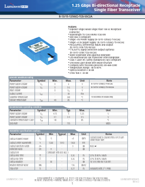 B-13-15-1250-T3-SSC2 Datasheet PDF Source Photonics, Inc.