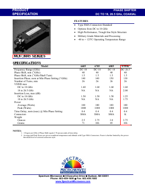 6705 Datasheet PDF Spectrum Microwave, Inc.