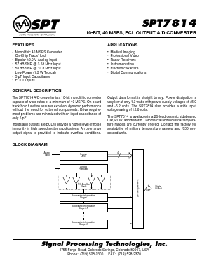 SPT7814AIJ Datasheet PDF Signal Processing Technologies