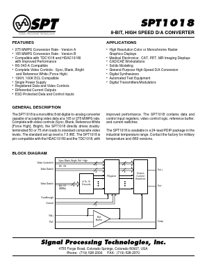 SPT1018 Datasheet PDF Signal Processing Technologies